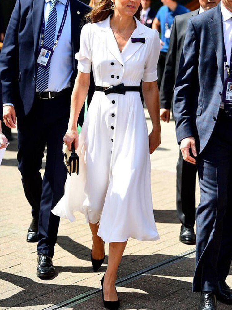 Kate Middleton White Midi Shirt Dress