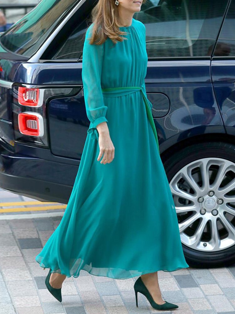 Kate Middleton Turquoise Teal Blue Midi Maxi Occasion Evening Dress